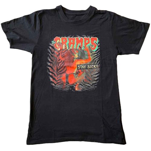 T-shirt The Cramps Stay Sick en coton noir pour homme en finir avec les hauts rock fragiles