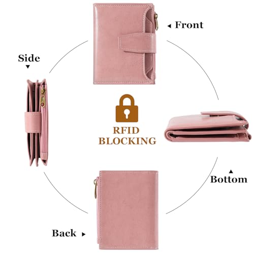 Image of Airkit Small Wallet Women RFID Blocking Soft Leather Bifold Compact Card Holder Wallet for Women with Zipper Coin Pocket 4 ID Window