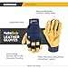 Wells Lamont Men's Leather Palm Work Gloves – HydraHyde Water-Resistant Leather, Flexible Spandex Back, Adjustable Closure – Ideal for Construction, Landscaping, DIY Projects – Blue, Medium (3207M)