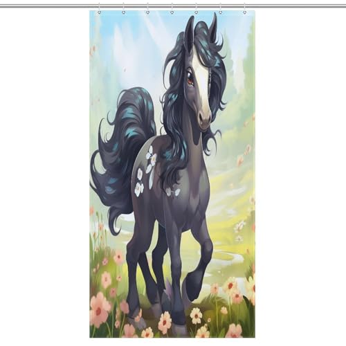 Cheval rideau de douche tissu lavable imperméable 92x183cm