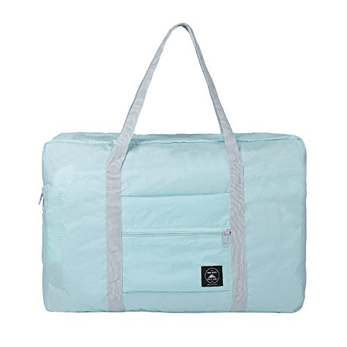 GZMM Foldable Travel Duffel Bag Luggage Sports Gym Water Resistant Oxford (Light blue)