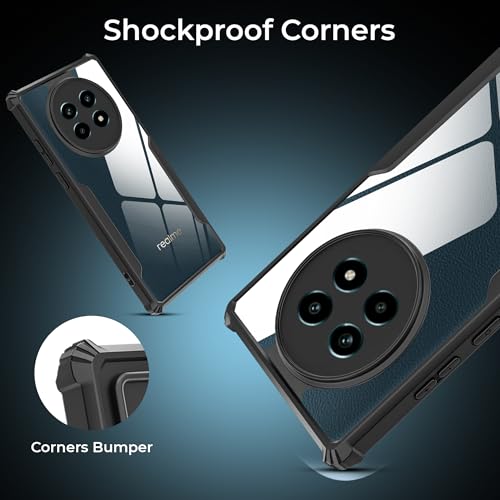 Image of A rtistque Clear Hard Transparent Acrylic Armor Anti-Drop Shockproof TPU Edge Back Cover Case for Realme 13 Pro - Black