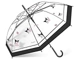RRI K uromi Melody Kawaii Semi-Auto Transparent Cute Fashionable Dome-Shaped Vinyl Stick Umbrella (BLACK)
