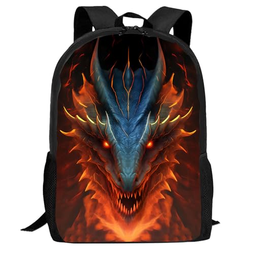 FREE LION Mochila Dragon para crianças, meninos, meninas, 43 cm, mochila escolar de grande capacidade para ensino fundamental e ensino médio e viagens