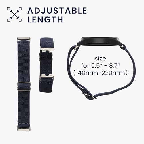 kwmobile 2X Sportarmband kompatibel mit Huawei Band 10/9 / 8 Armband - Sport Ersatzarmband Set aus Nylon f&uuml;r Fitnesstracker - Schwarz Dunkelblau