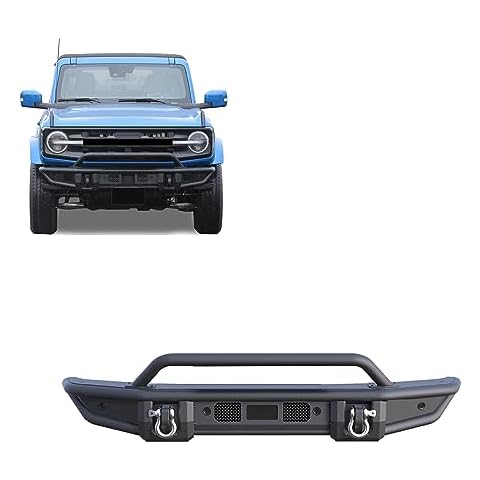 Black Horse Armour Tubular Light Duty Front Bumper Matte Black Compatible with 2021-2024 Ford Bronco-AFB-FB22LD Cover