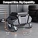 DRIFFY Rolling Mechanics Stool - Heavy Duty 330 LBS Capacity Rolling Garage Detailing Stool with Soft Rubber Cushion Seating & Removable Trays | Mechanics Seat for Auto Repair and DIY Home Car Beauty