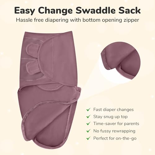 Image of Mama Cheetah 100% Organic Cotton Baby Swaddle Blanket with Zipper 3-Pack, Newborn Sack, Baby Swaddles Sleep Sack 0-3 Months, Baby Swaddle Wrap for Baby Girl