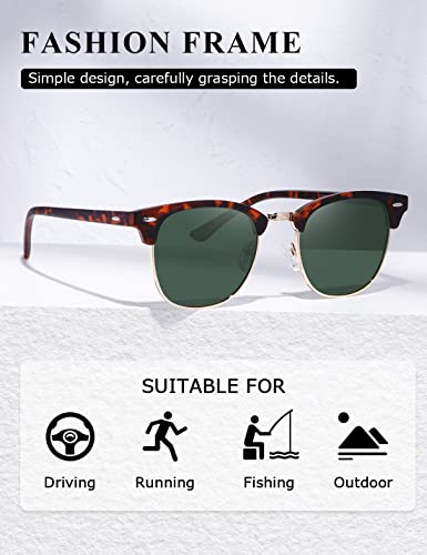 Image of AEVOGUE Polarized Semi Rimless Sunglasses for Men Women, Retro UV400 Sun Glasses for Driving Outdoor
