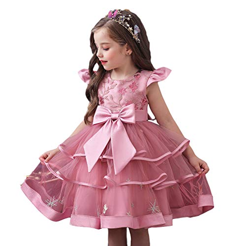 Flower Cap Sleeve Elegant Girls Dress Party Wedding Birthday Bridesmaids Formal Prom Dresses