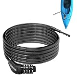 Febabilo Long Cable Lock, Extra Long Straight Bike Lock (5ft to 25ft) with Resettable Combination, Kayak Locks, Unique Thin end Cable Locks Suitable Kayak, Scooter, Paddle Boards, Canoe, Jet Ski