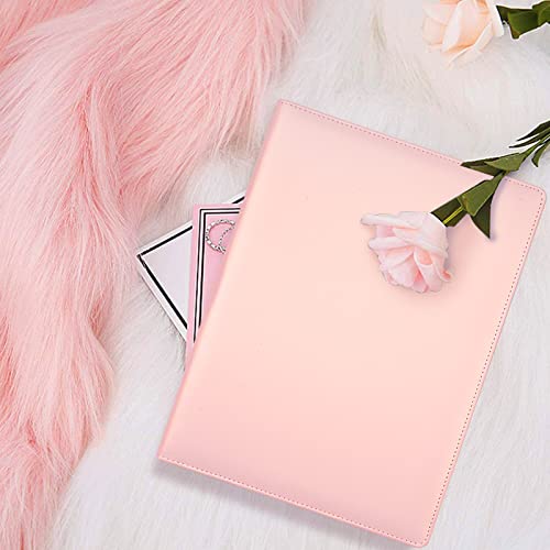 WAVEYU Portfolio Case, Business Portfolio Folder, Cute Padfolio Cover, Conference/Resume/Legal Document Organizer with Letter/A4 Size Clipboard Hardboard, Business Card Holders, Document Sleeve, Pink