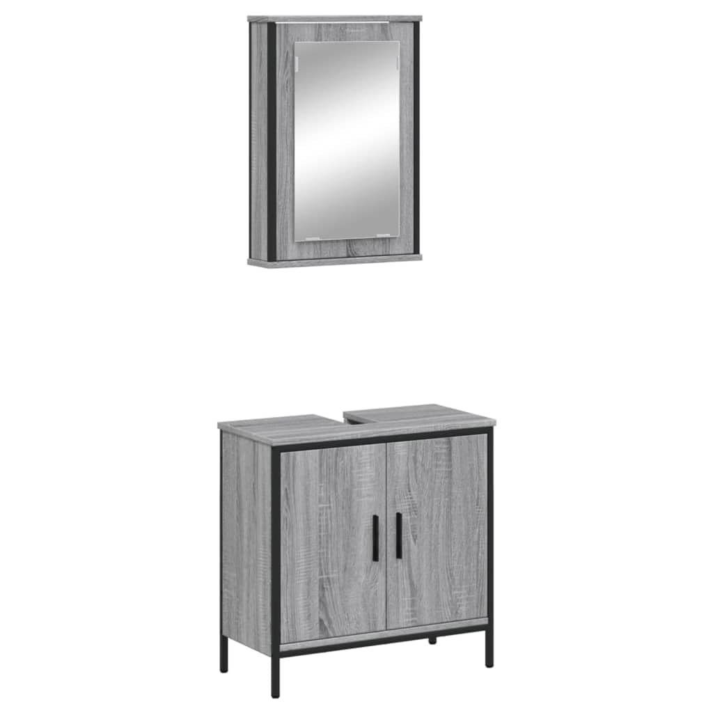 Juego de Muebles de Baño Madera Mecanizada Gris Sonoma Roble