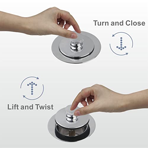 Chrome Tub Drain Lift &Turn Tub Trim Set With Two-Hole Overflow Faceplate Conversion Kit Assembly, Hidrop Bathtub Drain Replacement Trim Kit And Universal Fine/Coarse Thread, Chrome Plated #TOP3