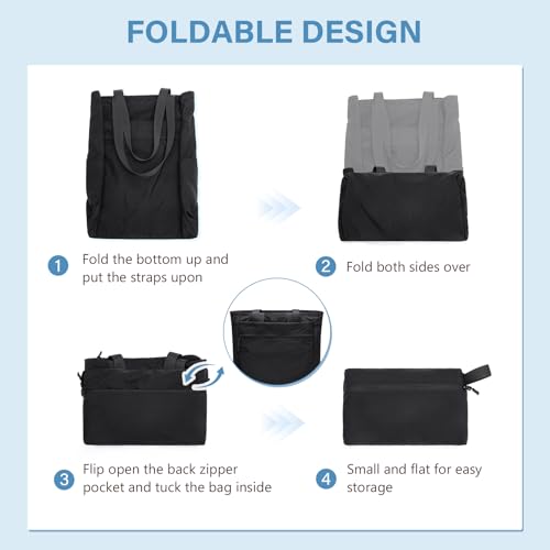 GOLF SUPAGS Foldaway Convertible Rucksack 2 in 1 Casual Tote Schultertasche Nylon Tagesrucksäcke Damen Männer Multifunktions Schule Arbeit Reise, Schwarz