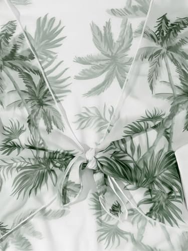 Image of Girl's 4 Piece Set Coconut Tree Print Criss Cross Bikini Sets with Mesh Cover Up Monokini Green 150