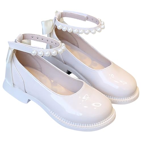 IWIHMIV Toddler Girls Dress Shoes Lightweight Non Slip School Shoes for Toddler Girls Low Heels Ankle Strap Mary Jane Shoes