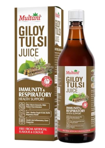 Image of Multani Giloy Tulsi Ayurvedic Juice 1L | For Immunity Booster | Supports Respiratory Health & Digestion | With Ayurvedic Ingredients Giloy, Tulsi & Sunthi | No Artificial Flavour & Colour