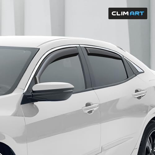 Image of CLIM ART in-Channel Incredibly Durable Rain Guards for Honda Civic 2016-2021 Sedan, Original Window Deflectors, Vent Window Visors, Vent Deflector, 4 pcs. - 616071