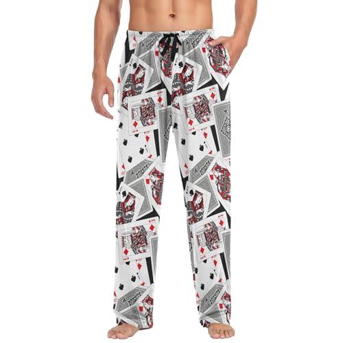ALAZA Colorful Ice Hockey Player Stylish Cartoon Men's Straight-Fit Pajama Pants Sleep Pants Bottoms4