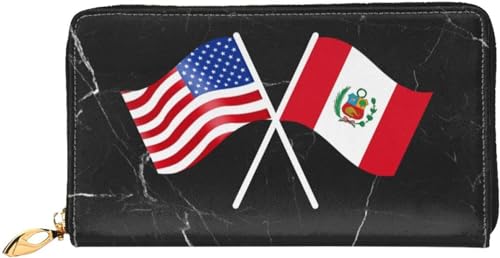 American And Peru Flag Wallet Card Bag