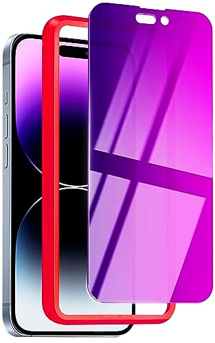 Image of Compatible with iPhone 14 Pro Max Privacy Screen Protector Gradient colorful 28 Degree Anti-Spy Tempered Glass Case Friendly Full Coverage Easy Installation Frame Clarity 6.7 inch (Purple)