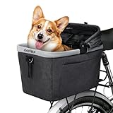 DAISTERN Faltbarer Hundefahrradkorb Hinten bis 10KG mit Metallrahmen, PE-Trägerplatte, Schnellmontage-Halterung für Durchmesser von 9-12mm, Netzfenster, weichem Sitzkissen, Reflektorstreifen