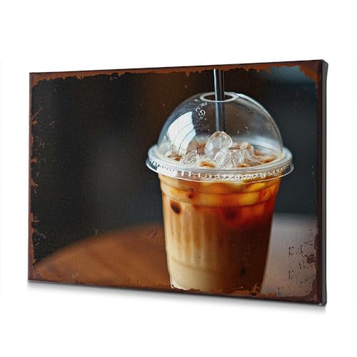 Tableau café glacé sur toile pour salon | Décoration moderne 40x60 cm