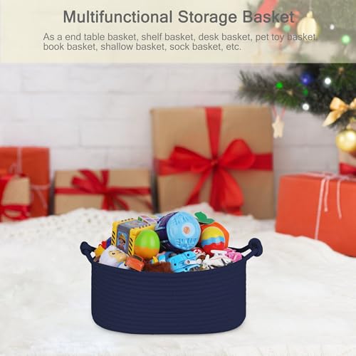 Image of Small Empty Gift Basket with Bag & Ribbons, Navy Blue