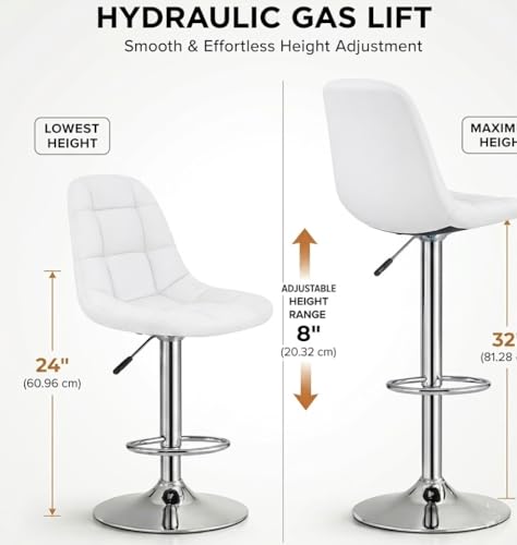 Image of Modern Egg Shape Bar Stool with 360 Swivel | Height Adjustable Bar Chair | Counter Stool & High Chairs | Comfortable for Home, Office, Restaurant Bar, Cafe & Cash Counter - (White)