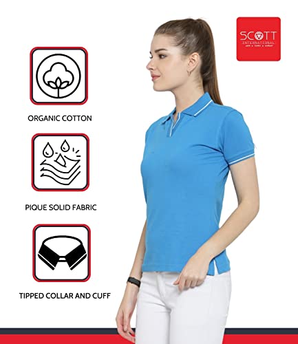 Image of Scott International Women's Regular Fit 100% Pure Organic Cotton Polo T-Shirt | Womens Polo Collar Neck T-Shirt | Cotton Plain Polo Neck Half Sleeve T-Shirt | Tshirts for Women