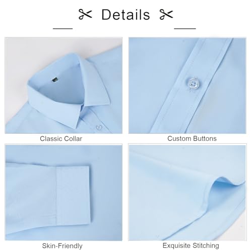 Image of Alizeal Mens 3 Pcs Long Sleeve Shirts Set | Pocket Square Necktie Perfect for Weddings Business Daily Wear