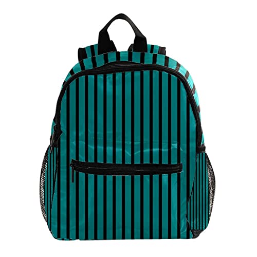 Sac à dos rayé noir et vert 30,5 cm pour enfants idéal pour l'école et sorties