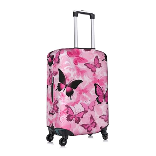 Pink Butterfly Seamless Tile Tsa Approved Luggage Cover For 18-32 Inch Suitcases Scratch-Resistant Stretch Luggage Cover3