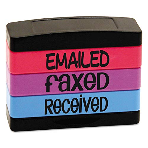 Stack Stamp 8800 Stack Stamp, EMAILED, FAXED, Received, 1 13/16 x 5/8, Assorted Fluorescent Ink