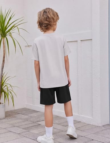 Image of Arshiner Boy's Textured Button Up Shirt and Shorts Set 2 Piece Summer Beach Outfit for 5~12 Years Kids