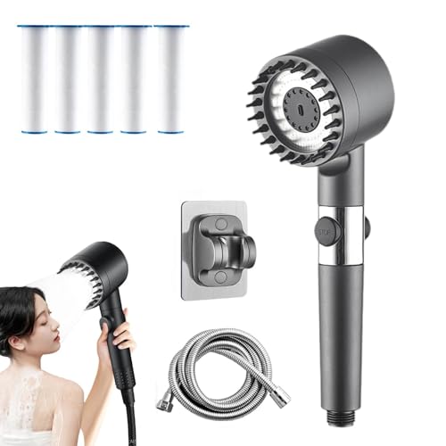 Nuevo cabezal de ducha de baño con gotas de iones mejorado, cabezal de ducha de refuerzo con filtro visual conmutable de tres modos de mano