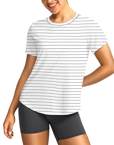 Image of Women's Short Sleeve Workout Shirts UPF 50+ Sun Protection T-Shirts Quick Dry Breathable Gym Running Hiking Tops for Women