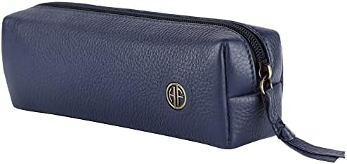 HAMMONDS FLYCATCHER Genuine Leather Multi-Use Pencil Case, Cosmetic Pouch, Blue - 5 Cm