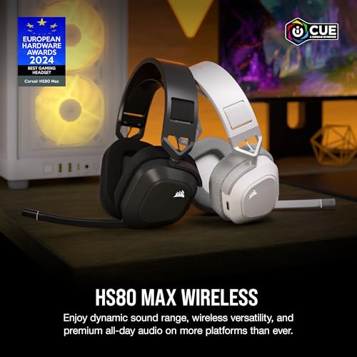 Corsair HS80 MAX Cuffie da Gioco Multipiattaforma Senza Fili con Bluetooth - Dolby Atmos - Microfono omnidirezionale - Compatibile iCUE - PC, Mac, PS5, PS4, Nintendo Switch, Mobile - Grigio Acciaio - Immagine 1