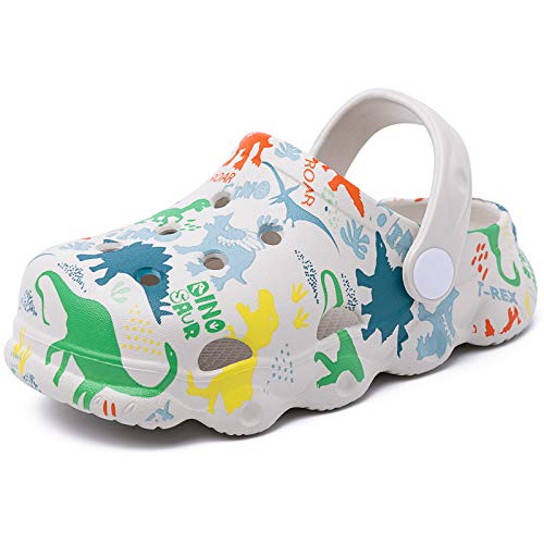 Techcity Kids Dinosaur Garden Shoes Cute Cartoon Sandals Clogs Toddler Beach Pool Water Shoes Summer Slides For Boys Girls (Grey, Numeric_9_Point_5) #TOP6
