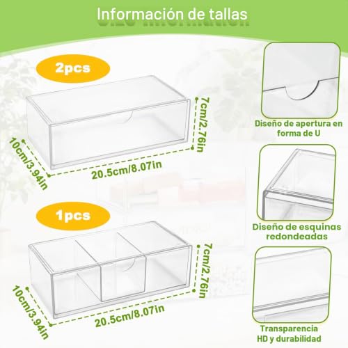 Miniatura 5 de 3 Piezas Organizador De Maquillaje Con Cajones, Organizadores Cosméticos Apilables Transparentes, Caja De Almacenamiento Cajón De 3 Compartimentos Para Baño, Escritorio, Tocador, Dormitorio Y Oficina