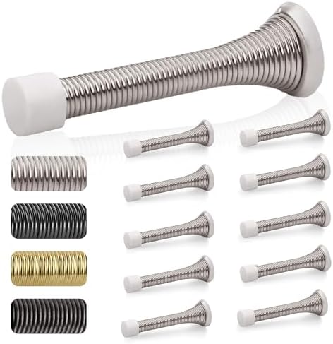 Set Of Spring Door Stops With Hardware - Ready To Install - Measures 3" Long - Rubber Bumper - Protects Your Doors And Walls From Damage - Prevents Holes In Drywall (10), Stops - Canada