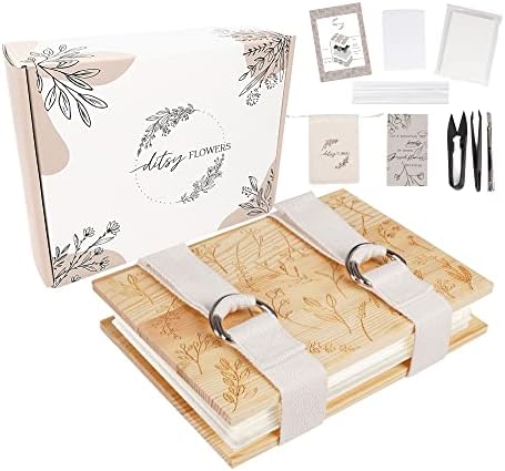 Ditsy Flowers Flower Pressing Kit for Adults - Hobby Kits for Adults w/ Straps, Utensils, Bag, & More – Pine Wood Pressed Flowers for Crafts – Flower Drying Kit - 5.9 x 8.2” Bouquet Preservation Kit