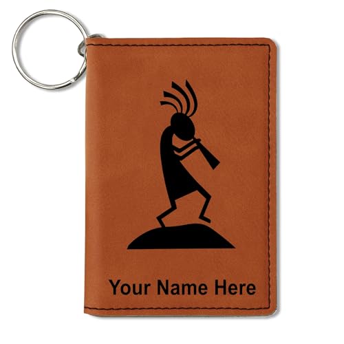LaserGram ID Holder Wallet, Kokopelli, Personalized Engraving Included (Dark Brown)