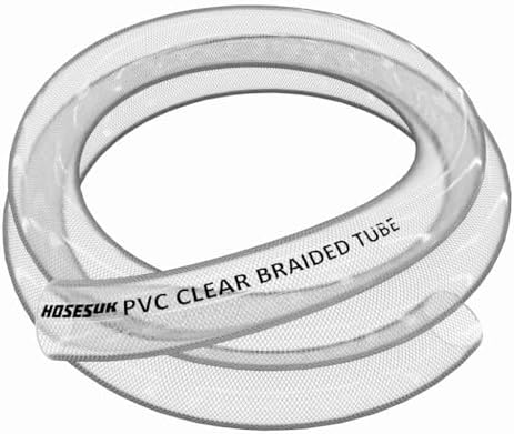 32mm (1 1/4") Clear PVC Braided Hose,Food Grade/Oil/Water/Fuel Re...