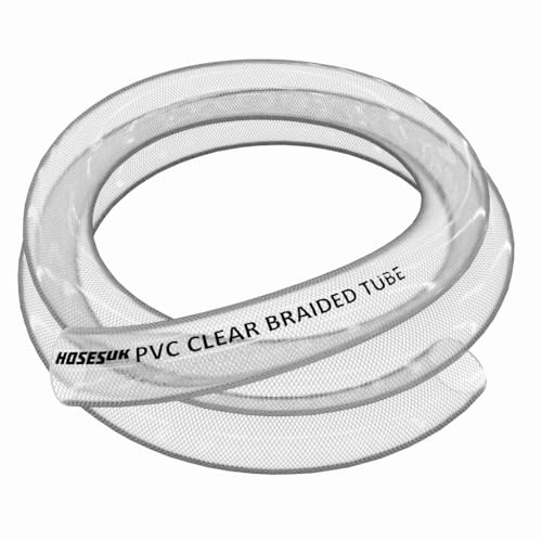 25mm (1) Clear PVC Braided Hose,Food Grade/Oil/Water/Fuel Reinforced Pipe,Tube 1m