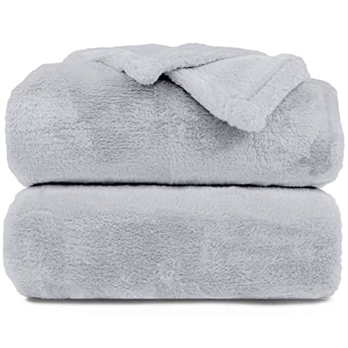 DALINA Textil - Manta para Sofá Grande 210x230cm - Manta Cama 135-150, Sobrecama - Manta Terciopelo Invierno para Sofá, Cama, Viaje, Sala de Estar( Gris Perla ) Cover