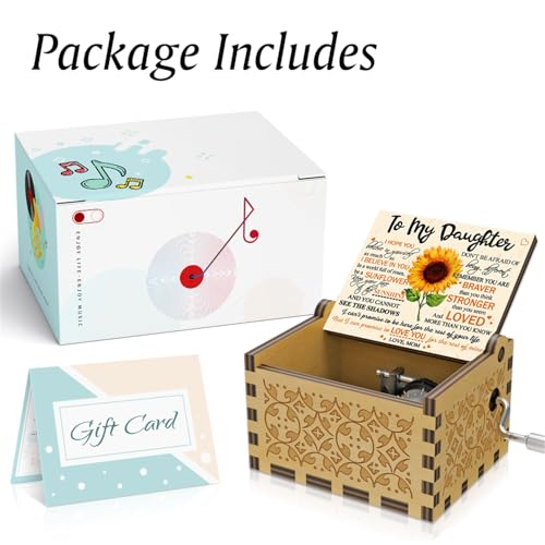 BOOB Wood Sunflower Cute Music Box You are My Sunshine Wooden Colorful Musical Gifts from Mom to Daughter for Birthday/Christmas/Valentine's Day/Thanksgiving Day/Mother's Day