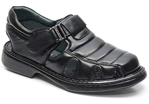 Sandália Masculina Conforto Em Couro Mestiço Galway 3010MTC (40, Preto)